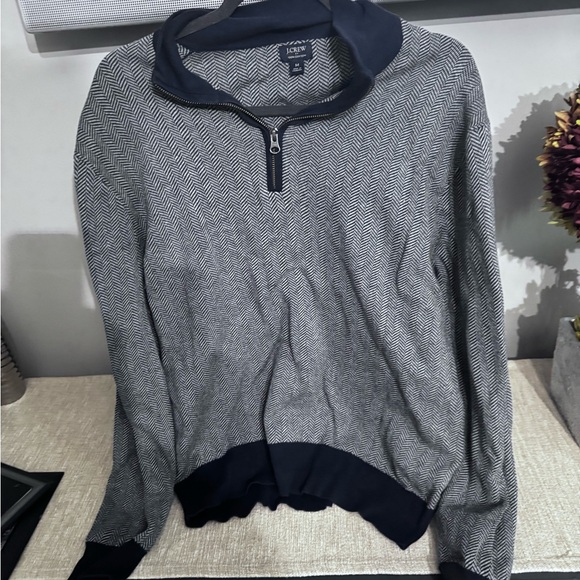 J. Crew Other - J.Crew Men’s Half-Zip Cotton Sweater – Navy Trim, Size M